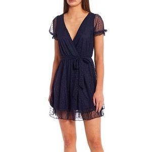 NWT  embroidered dot mini dress black